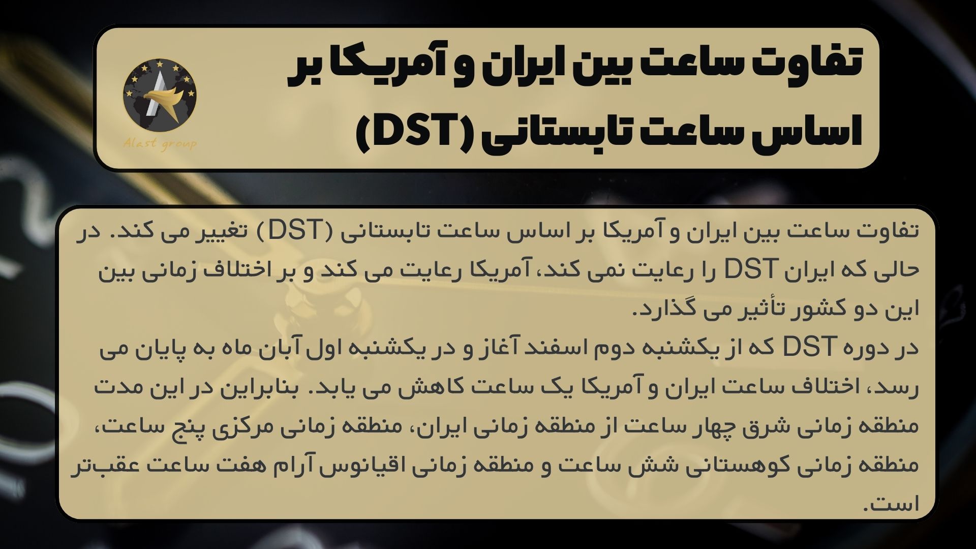 تفاوت ساعت بین ایران و آمریکا بر اساس ساعت تابستانی (DST)